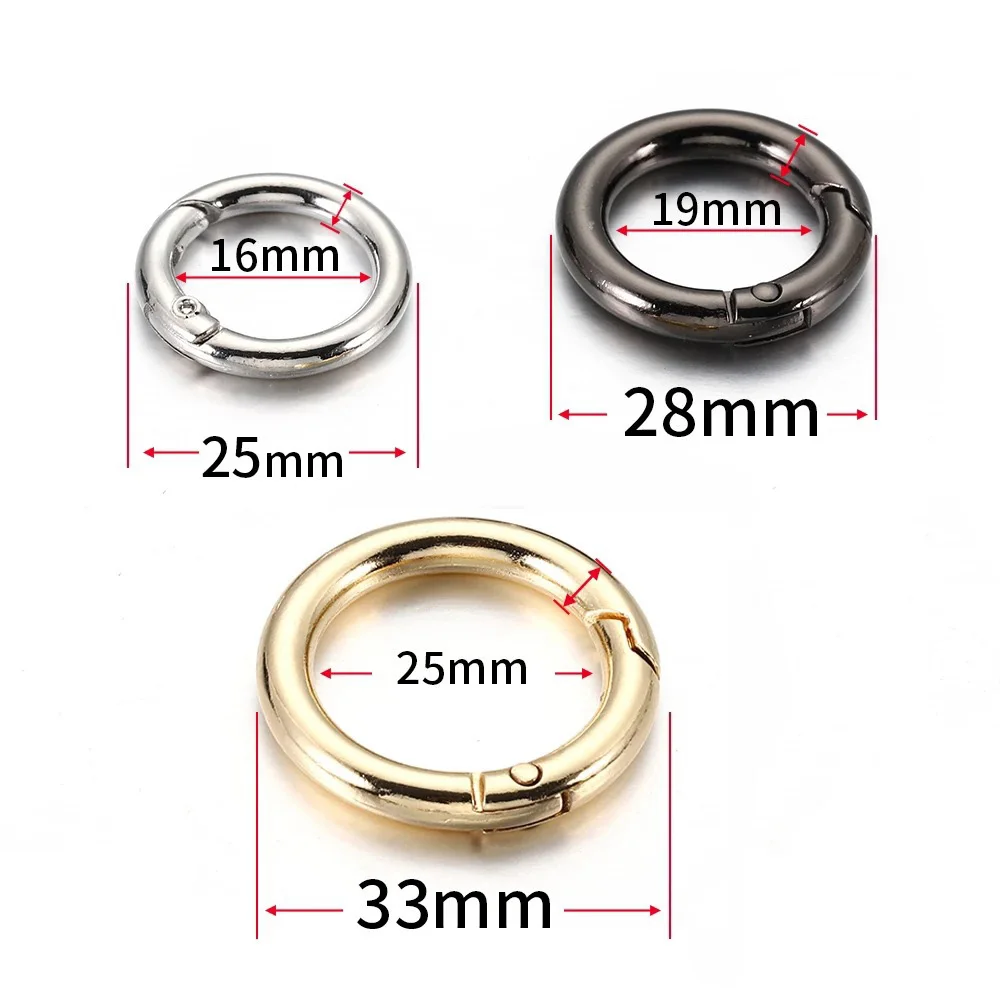10 Pcs Metal Spring O Rings Clip Keychain Round Carabiner Clips Keyrings Snap Hook Buckle Purse Shoulder Bag Lanyard Leather