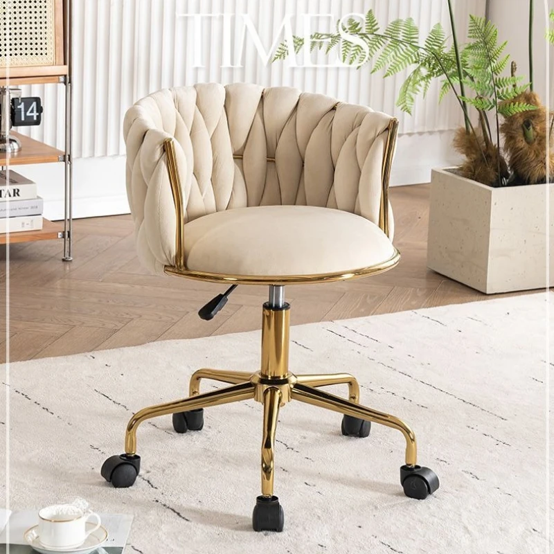 Luxury Makeup Chair Bedroom Vanity Stool Home Dressing Table Chair with Backrest Study Desk Computer Manicure Chair Design