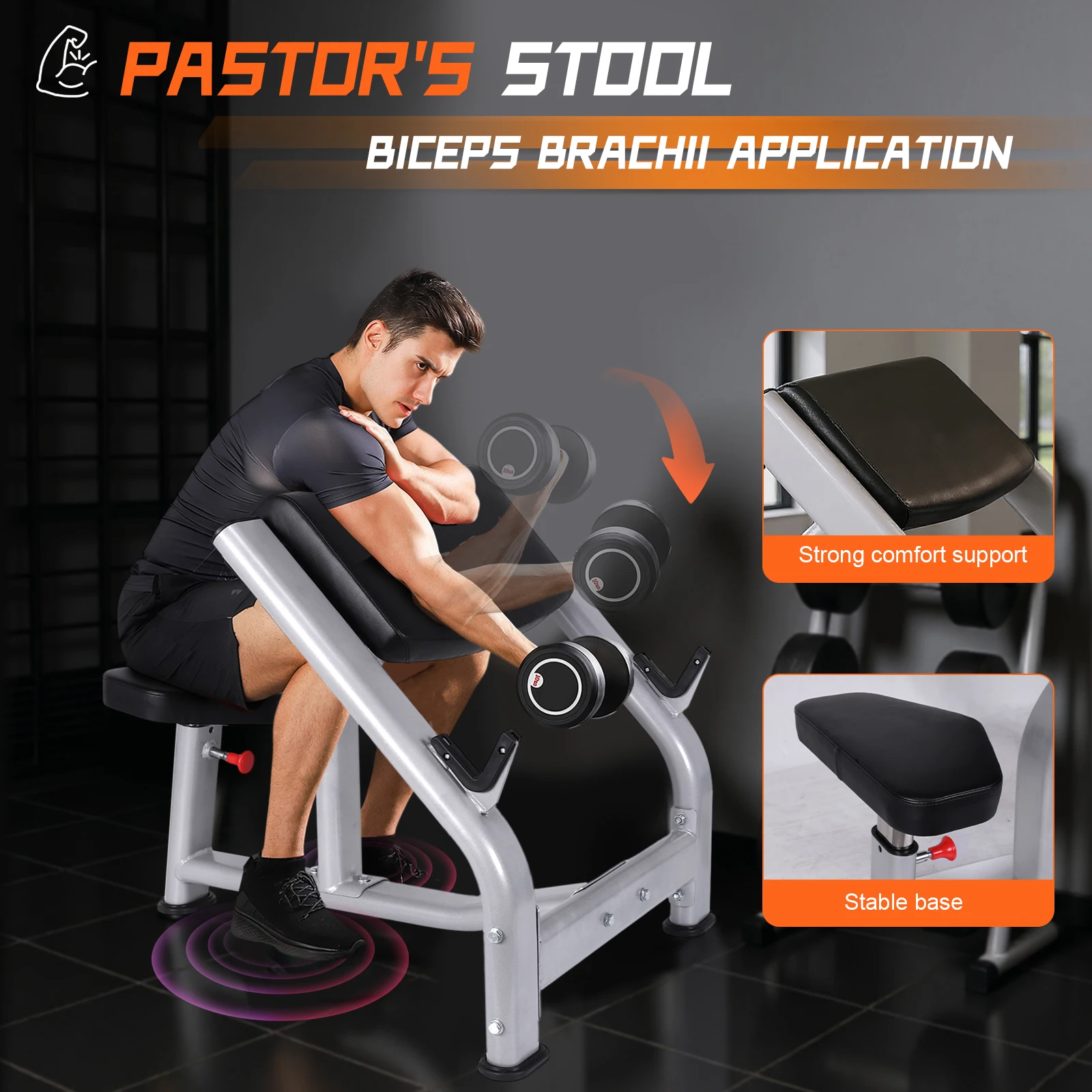 Metal Preacher Curl Weight Bench for Home Gym Strength Training