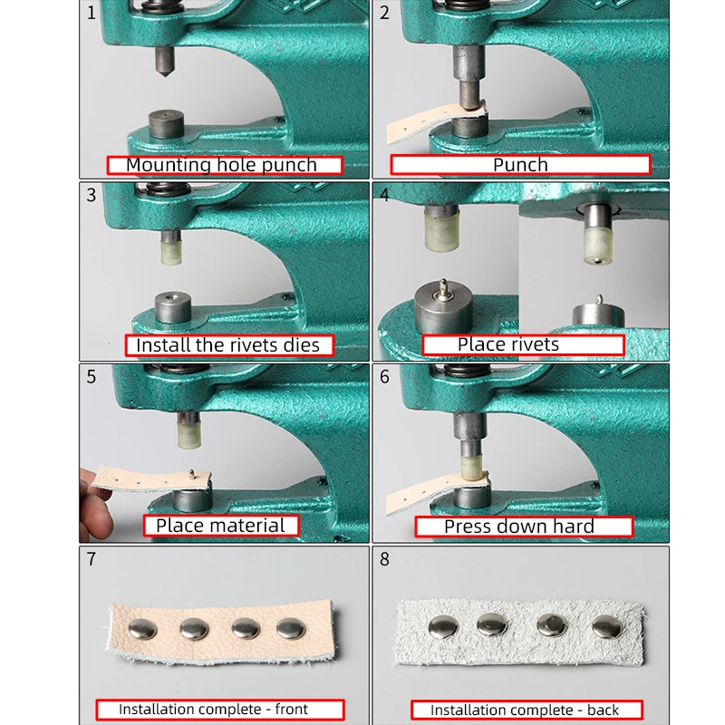 1sets 5-9mm Double Sided Rivet Hand Press Die Cap Nail Installation Tool for Manual Punching Machine