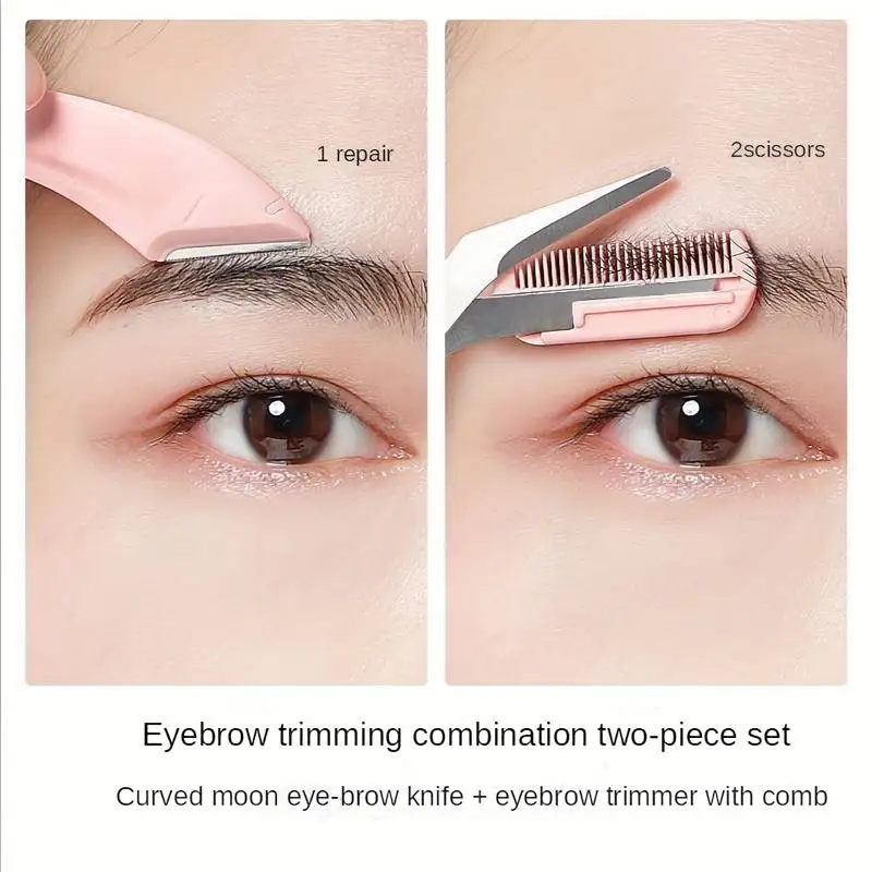 Eyebrow scissors facial hair scissors beauty scissors Eyebrow Trimming Knife Eyebrow Face Razor Women Professional Scissors Comb Brow Trimmer Scraper Accessories
