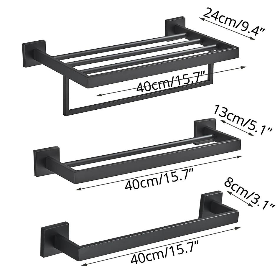 Black Bathroom Hardware Set Robe Hook Towel Rail Bar Rack Shelf Hanger Tissue Toilet Roll Paper Holder Wall Bathroom Accessories