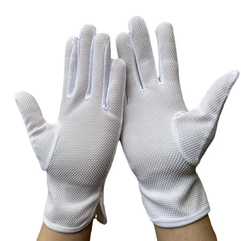 

2Pair Parade White Cotton Gloves Non-Slip Uniform Gloves Appreciation Tuxedo Costume Police Honor Guard Marching Military Gloves