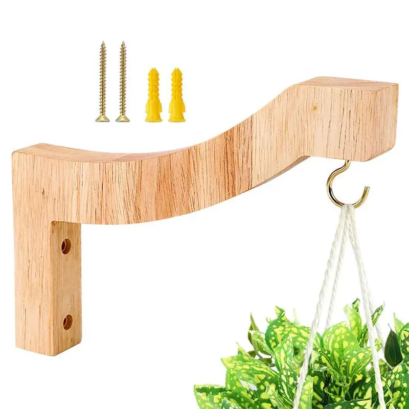 

Natural Wood Wall Plant Hangers Hanging Flower Pot Hook Flower Bracket for Lanterns Wind Chimes Balcony Home Decor for Plants