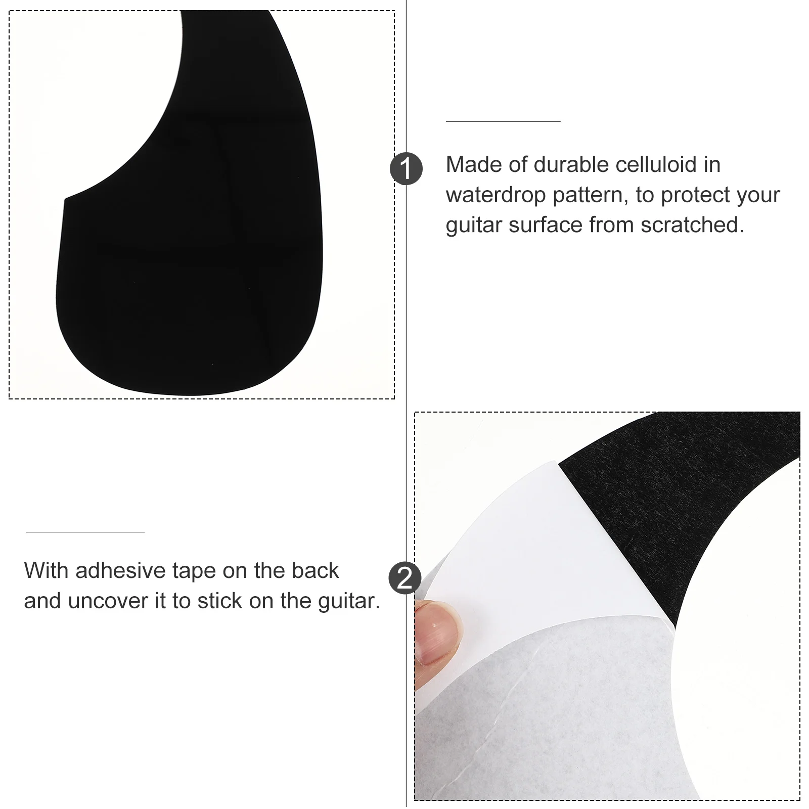 Waterdrop Style Acoustic Guitar Self Adhesive Pickguard Pick Guard in Black Color for Guitar Surface Protection guitar pickguard