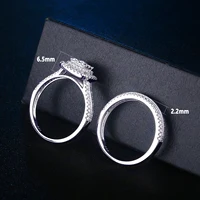 Newshe 2Pcs Wedding Rings for Women Solid 925 Sterling Silver Engagement Ring Bridal Set 1.6Ct Halo Round Cut AAAAA Zircon - Image 6