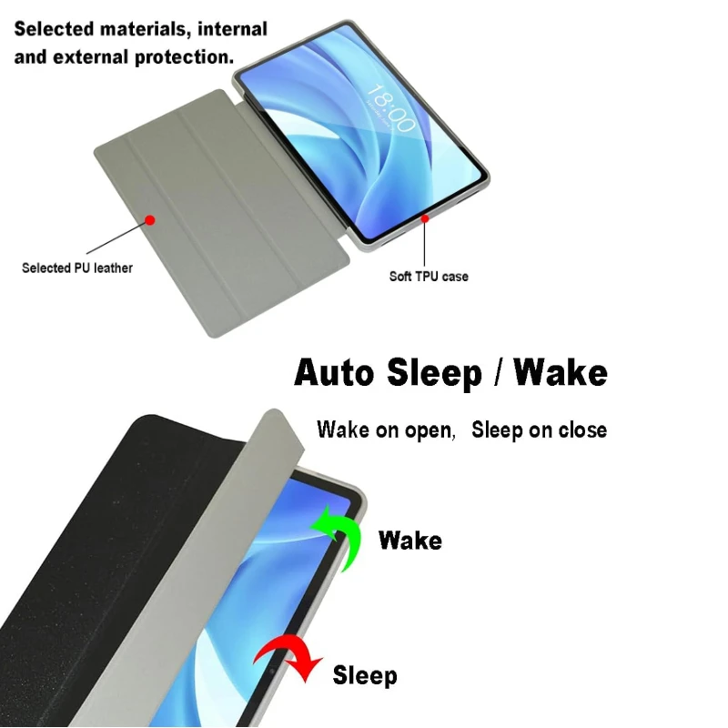 Slim Tri-Fold Stand Flip Cover Case with TPU Back
