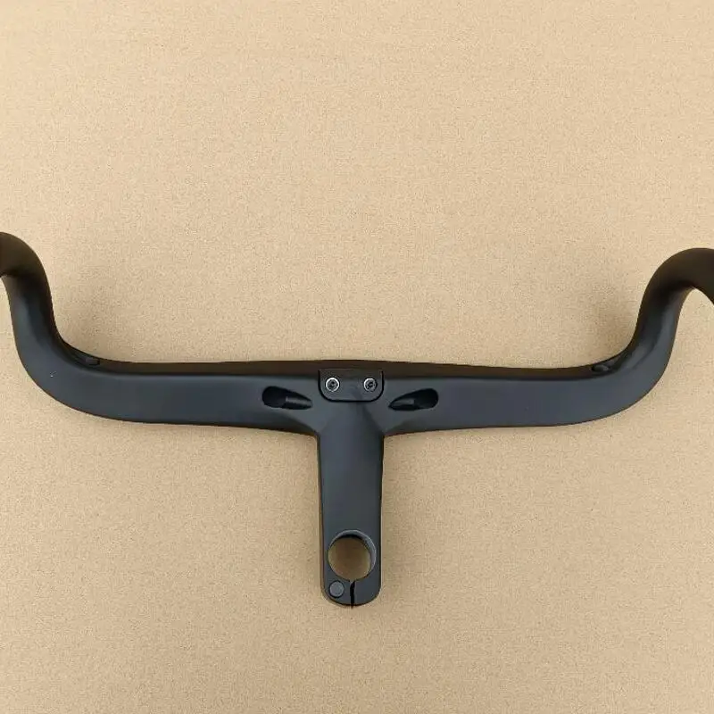 Full Black Carbon Road Handlebar Carbon Intergrated Handlebar For 28.6mm Fork Steer With Headset Spacers And Computer Mount