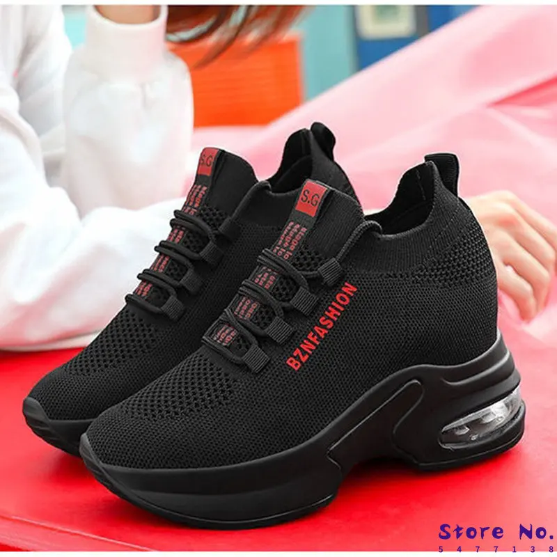 

Women High Platform Shoes New Breathable Women's Height Increasing Shoes Thick Sole Trainers Casual Sneakers