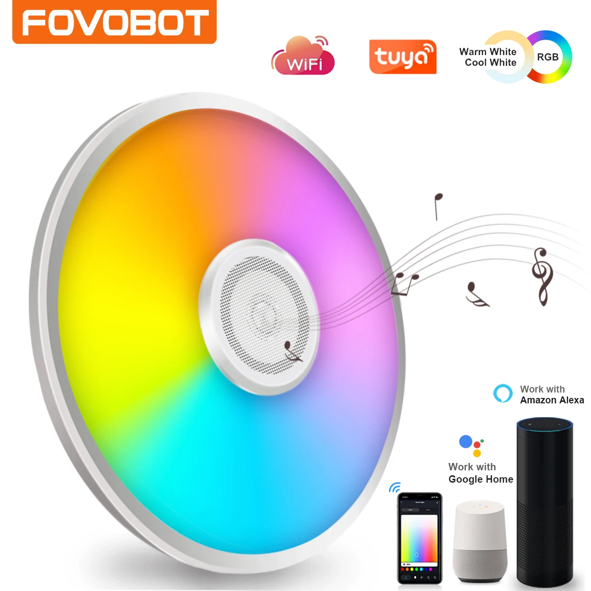 FOVOBOT 36 Вт WiFi современный RGB светодиодный потолочный светильник s APP bluetooth