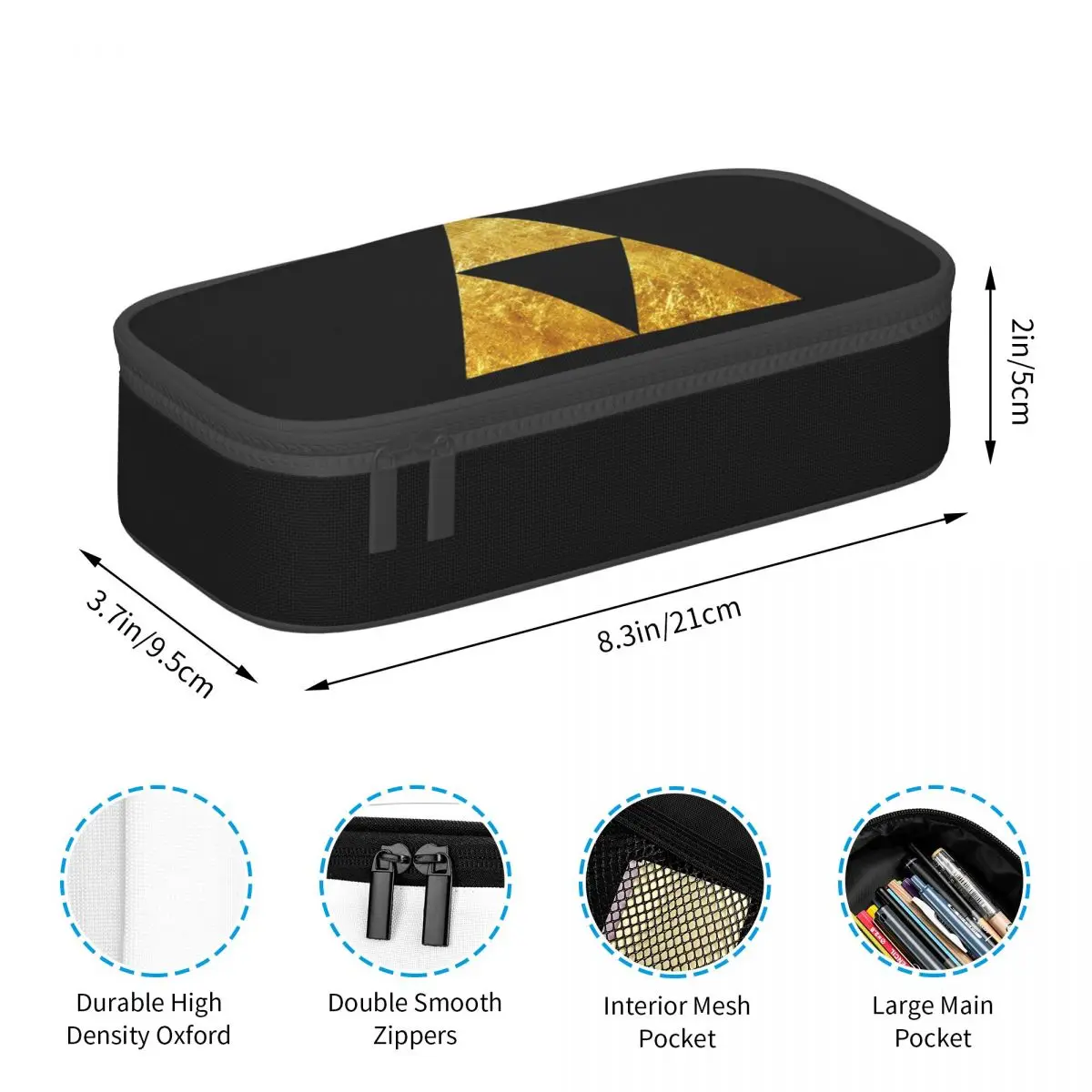 Gold Triforce Symbol Zelda Pencil Cases Large Storage Pen Bags Pen Box Pencil Pouch Boys Girls Students Stationery School
