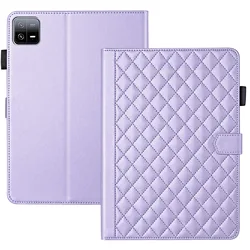 Elegant Fashion Plaid PU Leather Stand Cover Case for Mi Pad 6S Pro 12.4 (Purple)
