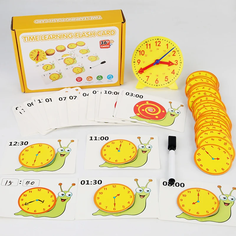 Montessori Toy Snail Clock Educational Toys Hour Minute Second Cognition Matching Puzzle Toys Kids Early Preschool Teaching Aids 6