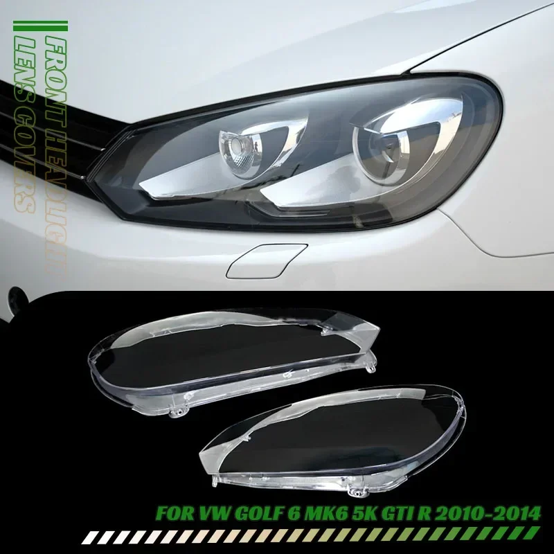 

1 Left/Right Car Front Headlight Lens Covers For VW Golf 6 MK6 GTI R 2010-2014 Transparent Lampshade Headlamp Shell