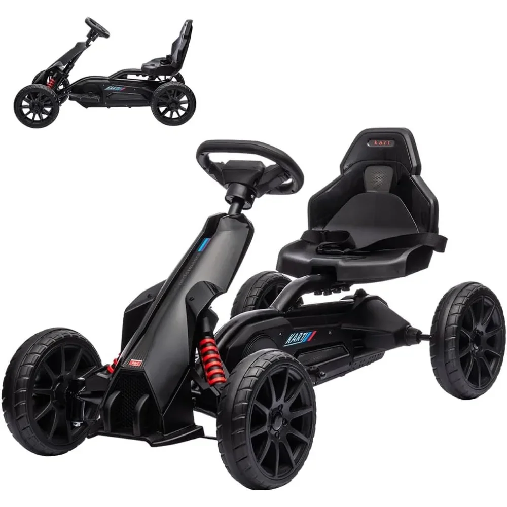 

Variable Speeds Karting Outdoor Ride Gift for 3-6 Years Go Kart for Children Ajustable Seat EVA Wheels Freight free