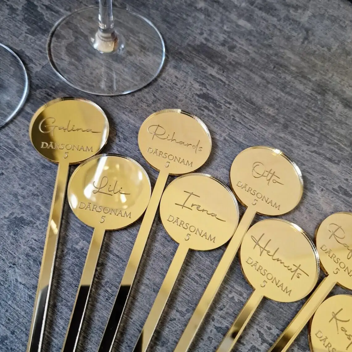 

50pcs Personalised Round Drink Stirrers Wedding Decorations Bachelorette Party Cocktail Stirrer Baby Shower Swizzle Decorations