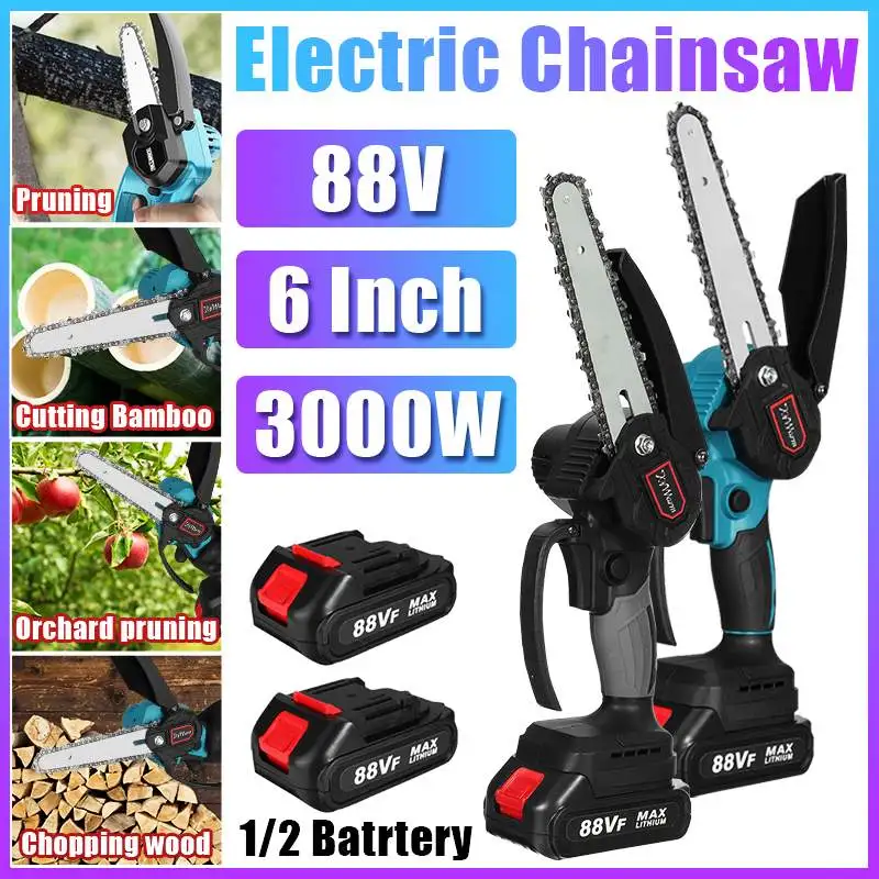 

6 Inch Electric Chainsaw Rechargeable Cordless Chain Saw Pruning Wood Cutting Garden Power Tools For Makita 18V Battery