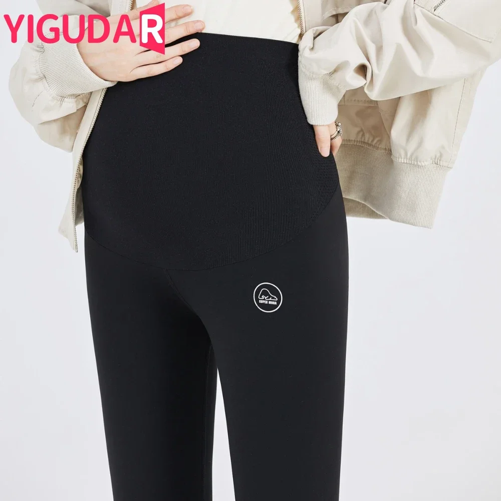 Leggings de grossesse taille haute, vêtements de maternité moulants pour femmes enceintes, soutien du ventre, pantalons tricotés, modelants