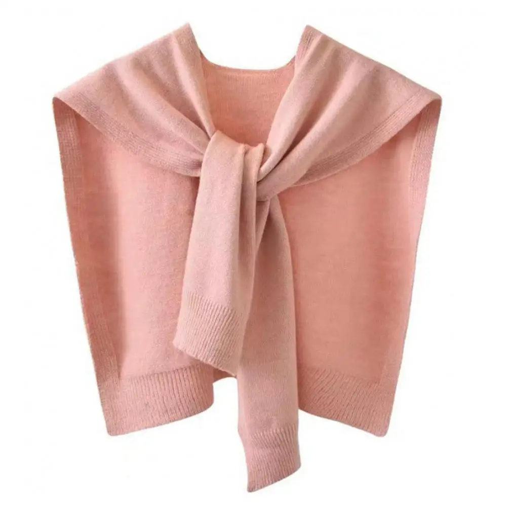 Core Spun Yarn Knitted Shawl Women Colorful Thin Shawl Summer Knotted Fake Collar Scarf 4