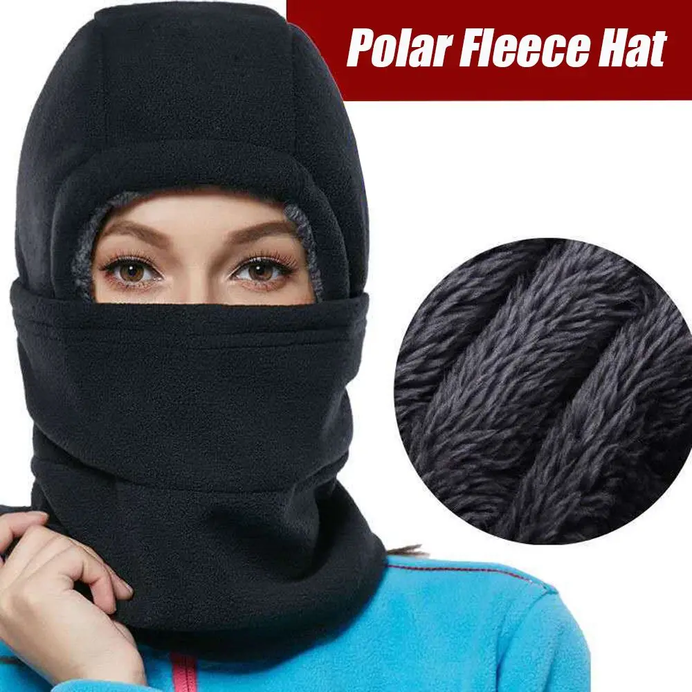 

Winter Warm Outdoor Polar Fleece Hat Men Windproof Face Mask Neck Warmer Women's Thickened Head Cover Sports Scarf Caps