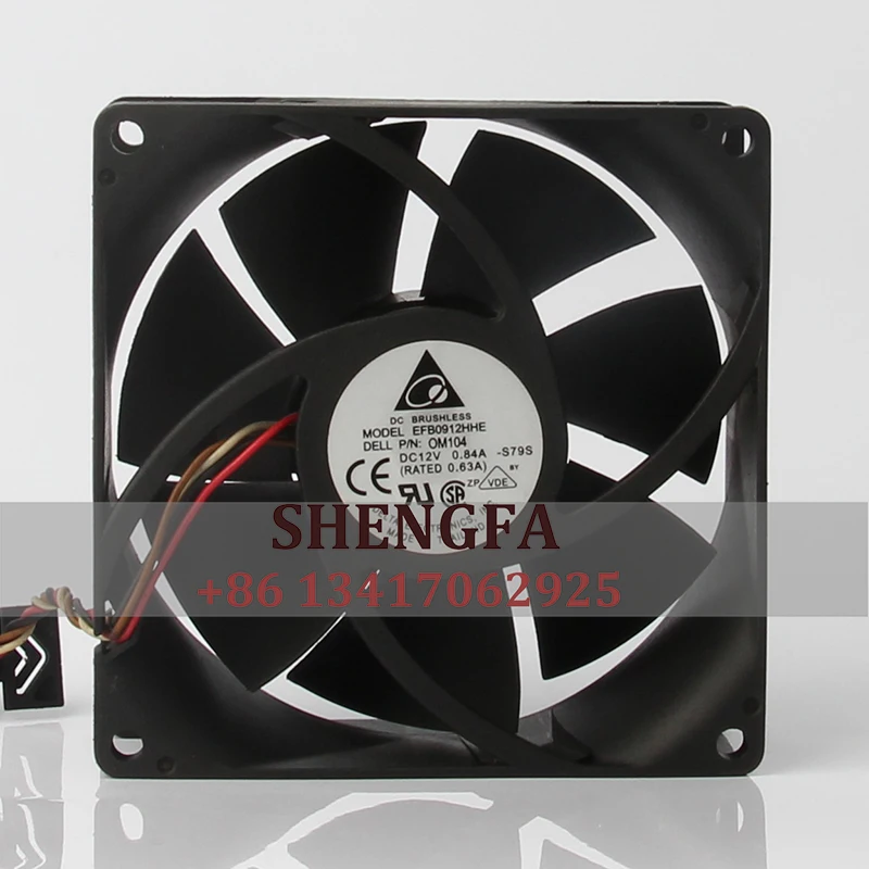 

DELTA EFB0912HHE Case Cooling Fan DC12V 0.84A EC AC 9038 9cm 92x92x38MM Violent Double Ball Bearing Centrifugal Blower