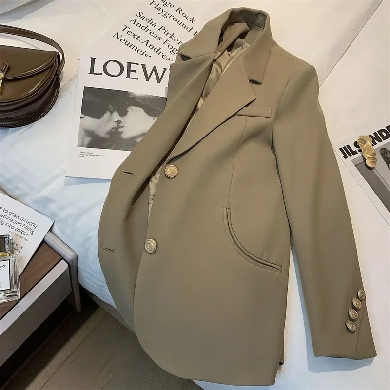 

Khaki Women Suit 1 Piece Blazer Female Spring Office Lady Business Work Wear Jacket Girl Formal Casual Elegant Coat Prom Dress