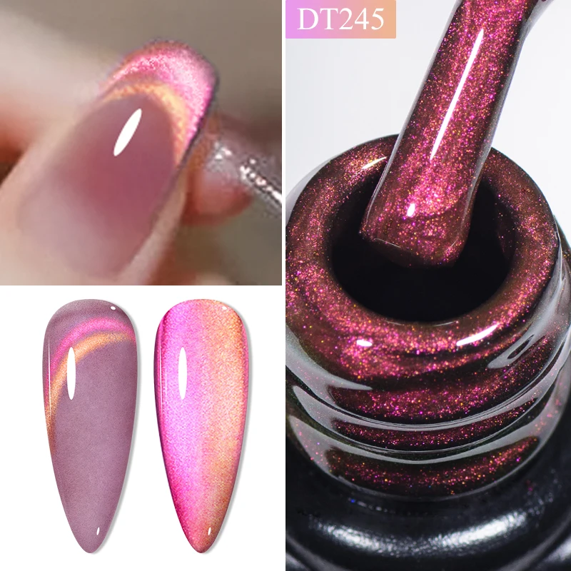 

MEET ACROSS 7ml Nude Glass Magnetic Gel Nail Polish Glitter Crystal Jelly Rainbow Cat Magnetic UV Gel Semi Permanent Varnish