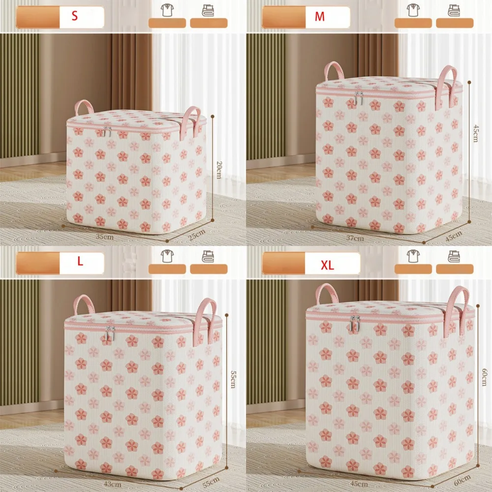 Cherry Blossom Clothes Storage Bins Large Capacity Dust-Proof Wardrobe Sorting Storage Bucket Foldable with Handle 6