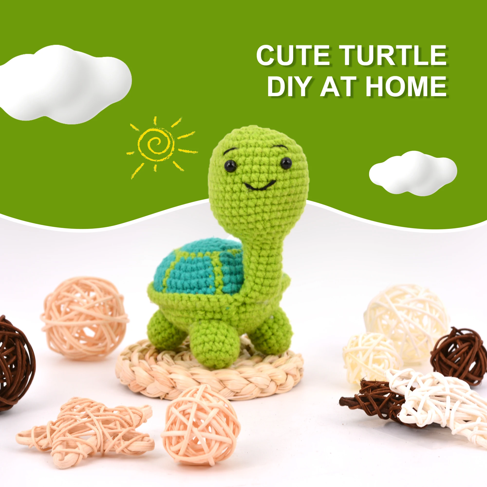 Crochet Kit for Beginners with Step-by-Step Video Tutorials for Adult Kids Teenagers Amigurumi Animals Turtle