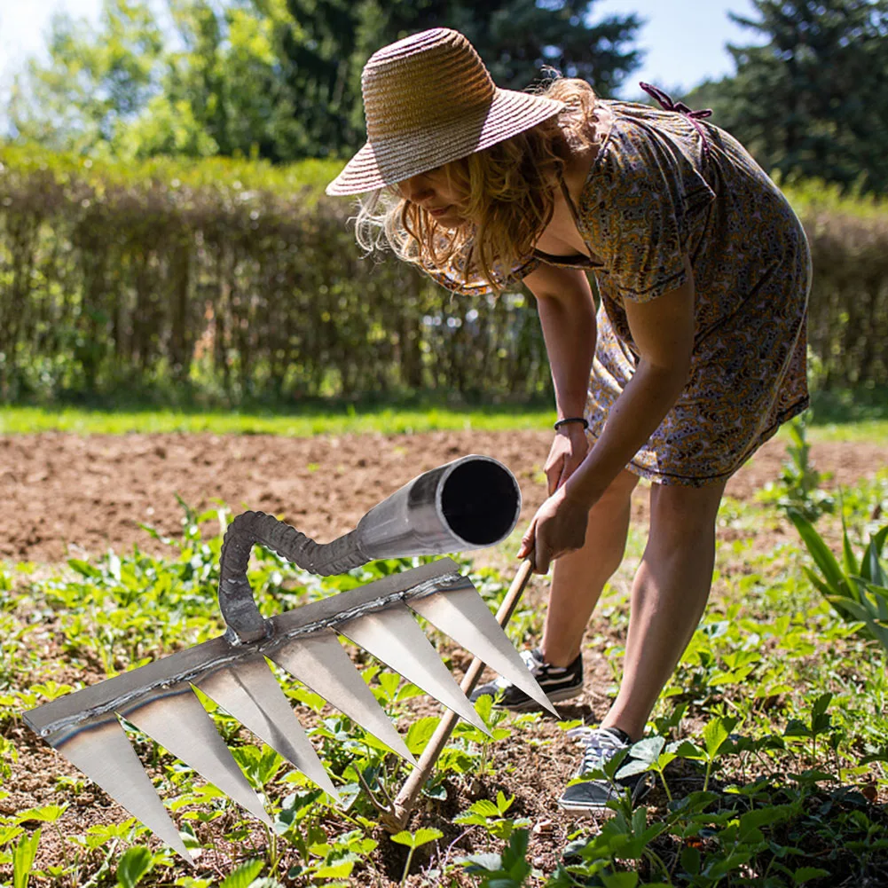 Weeding Scarifier Steel Loose Soil Weeder Sharp Garden Hand Rake Tool Durable Gardening Weeding Rake Agricultural Tools 5