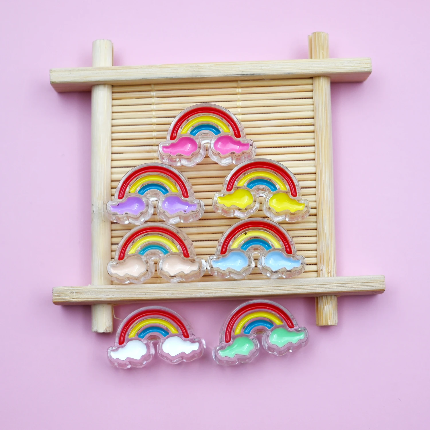 Rainbow Cloud Acrylic Beads for DIY Craft Accessories