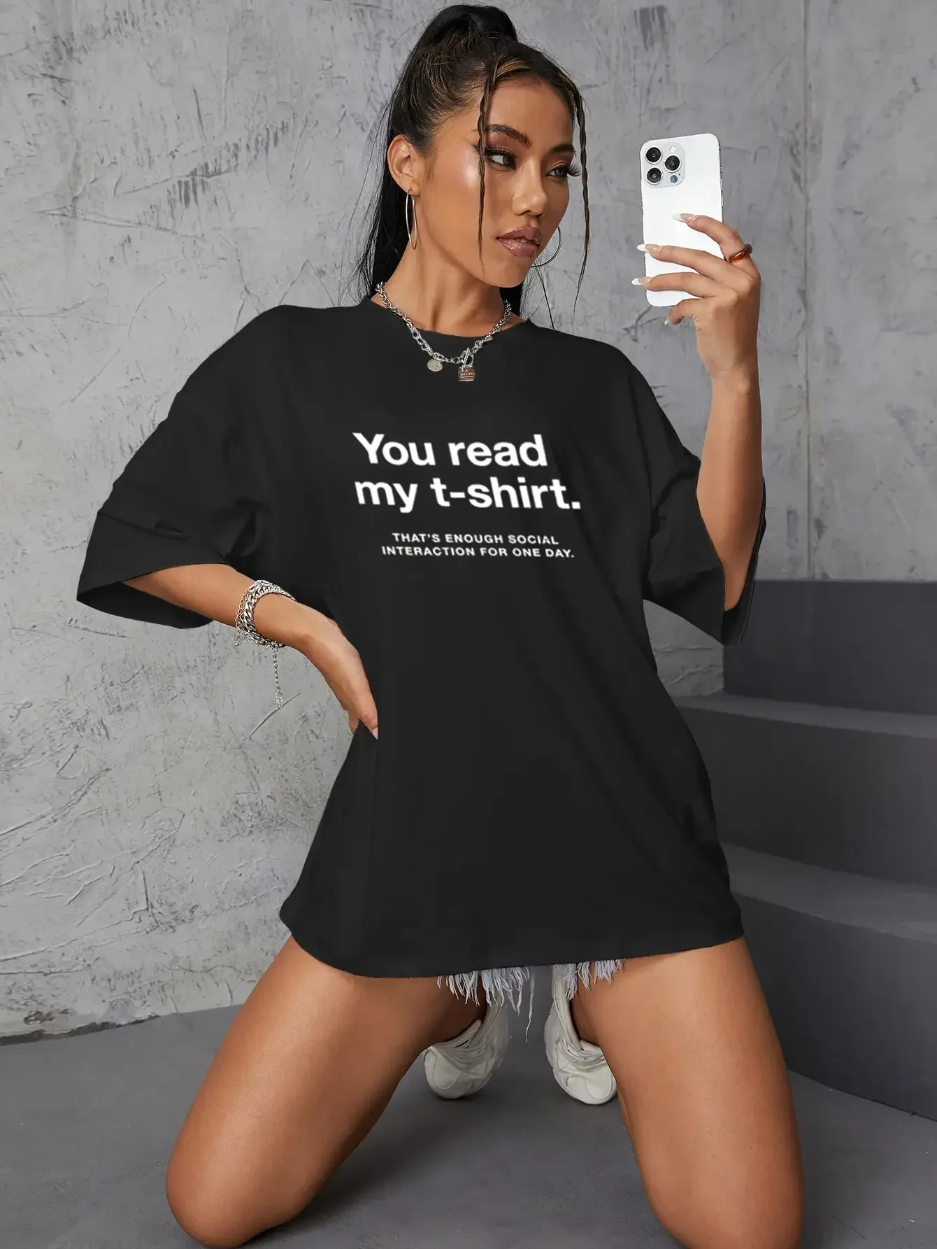 

Y2k свободная футболка с коротким рукавом, Женская Повседневная футболка с круглым вырезом и надписью «Your Read My», уличная дышащая повседневная одежда с принтом в стиле хип-хоп