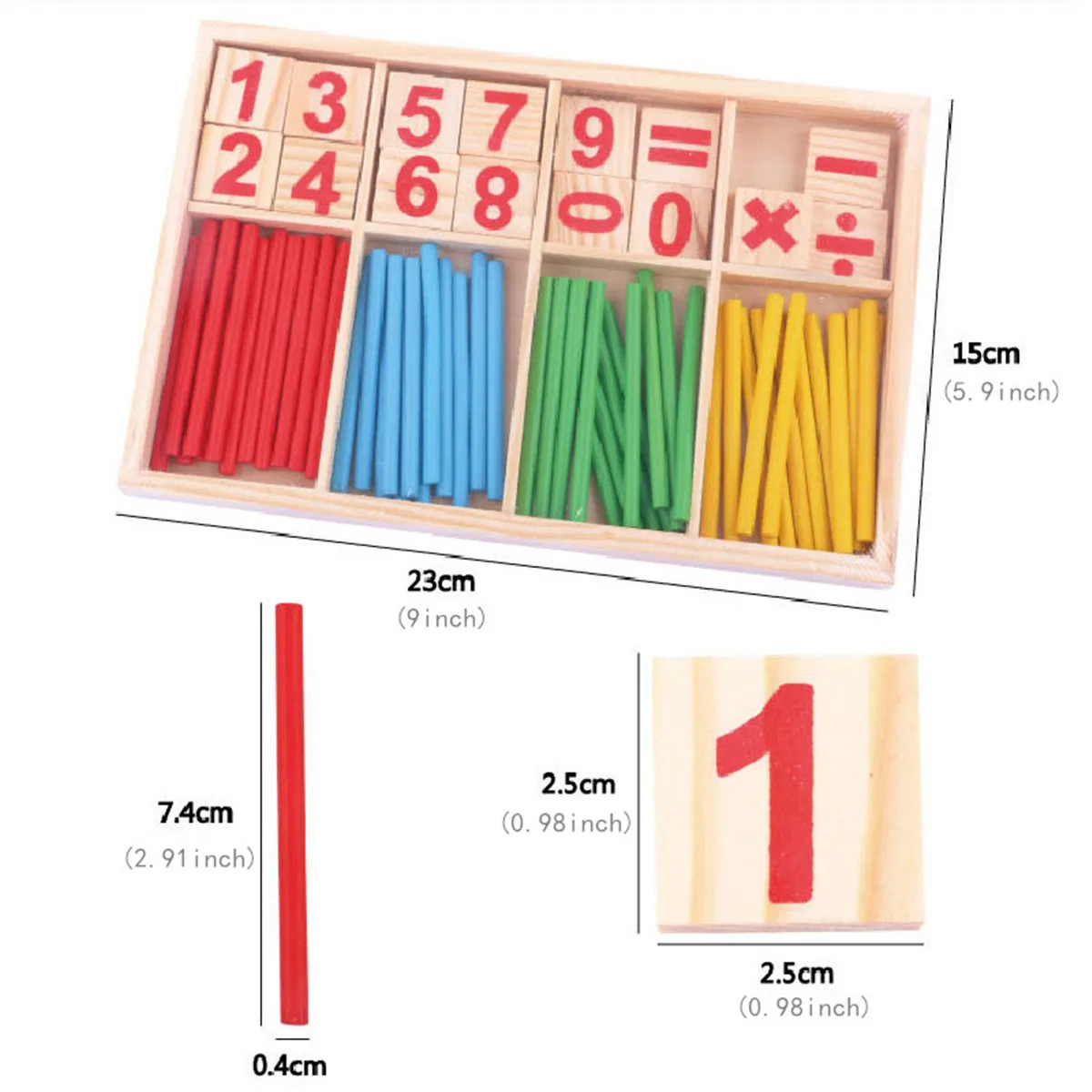 Wooden Counting Sticks Calculate Learning Box Mathematics Teaching Aids for Early Childhood Education Digital Puzzle Toys