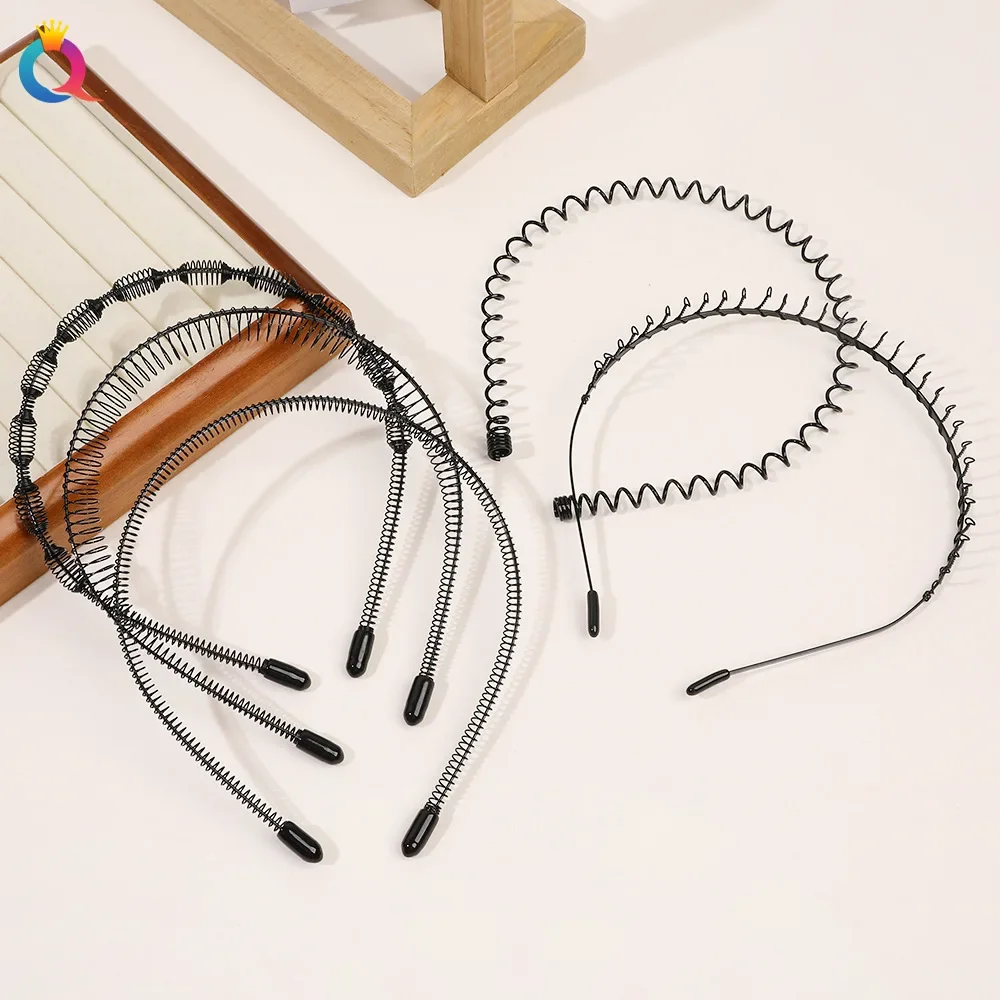 Fashion Metal Hair Band for Men Women Unisex Black Wavy Hair