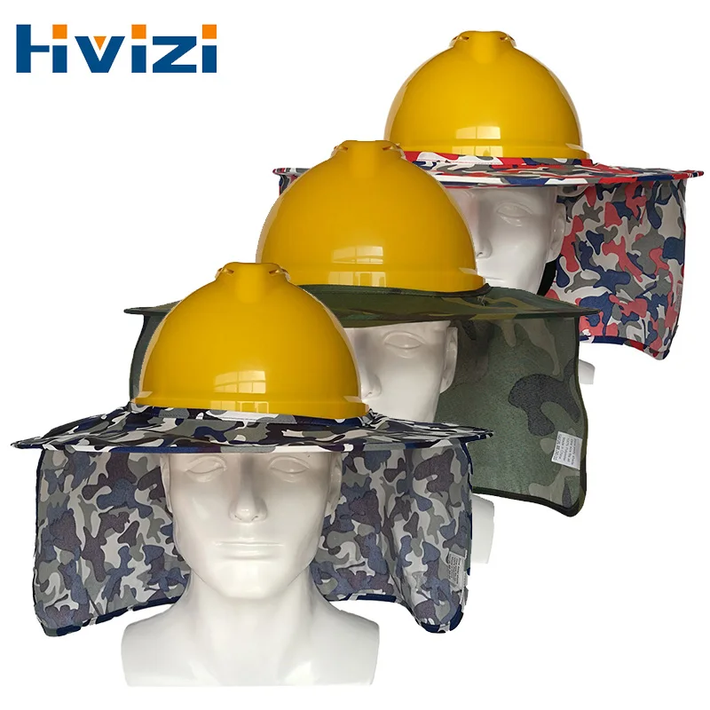 Summer sunshade outdoor construction safety hard hat sun shade shield neck protector helmets shield anti-glare safety helmet
