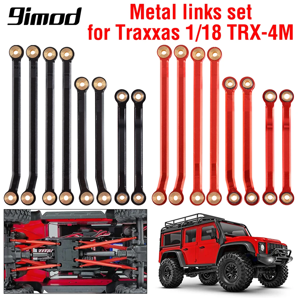 

9imod 8pcs Steering Rod Chassis Links Set Metal High Clearance Linkage Kit for TRX-4M Traxxas 1/18 RC Crawler Car Upgrade Parts