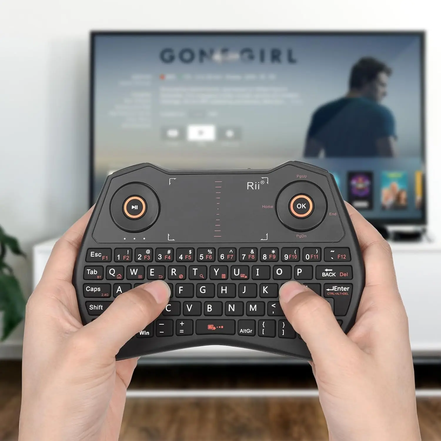Rii K28 블루투스 미니 키보드 리모컨(터치패드 포함), 안드로이드 TV 박스, PC, 스마트 TV용 백라이트 2.4GHz 무선 키보드
