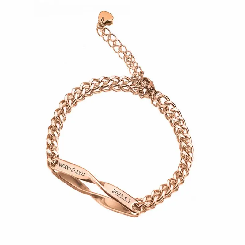 Bracelet gravé personnalisé en acier inoxydable, souvenir de couple, bijoux à la mode pour fixe, 10 pièces 4 Bracelet gravé personnalisé en acier inoxydable, souvenir de couple, bijoux à la mode pour fixe, 10 pièces 4