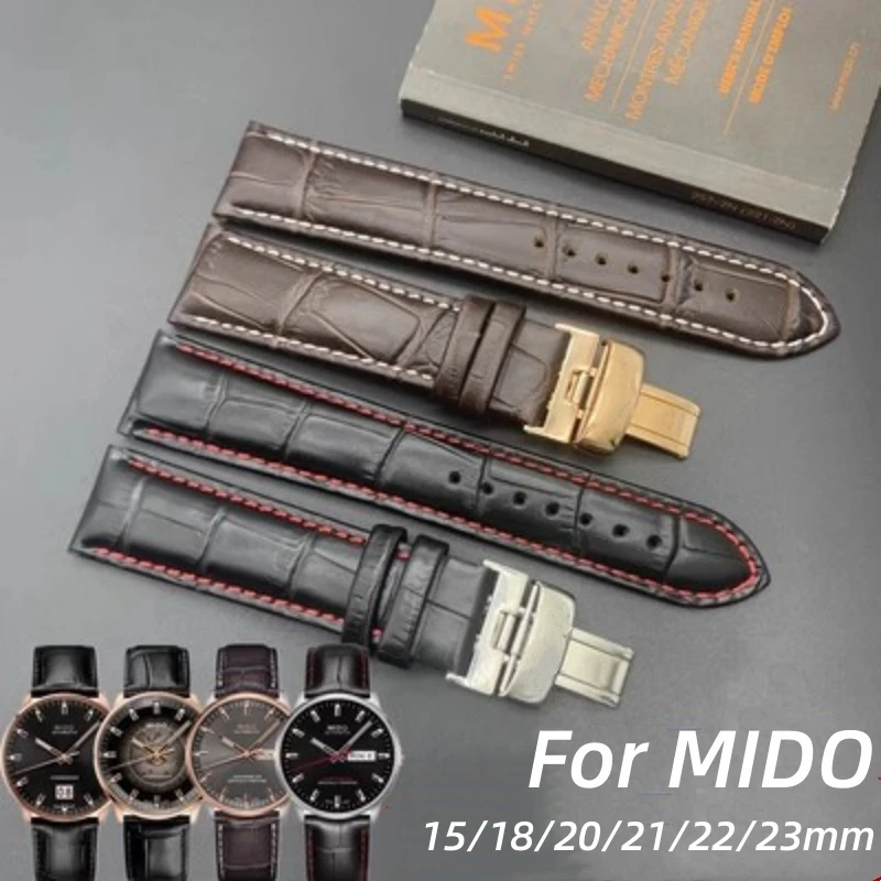 

Cow Leather Watchband for MIDO Baroncelli Ocean Star Commander Multifort M005 Cowhide Strap 20mm 21 22mm 23mm Bracelet with Logo