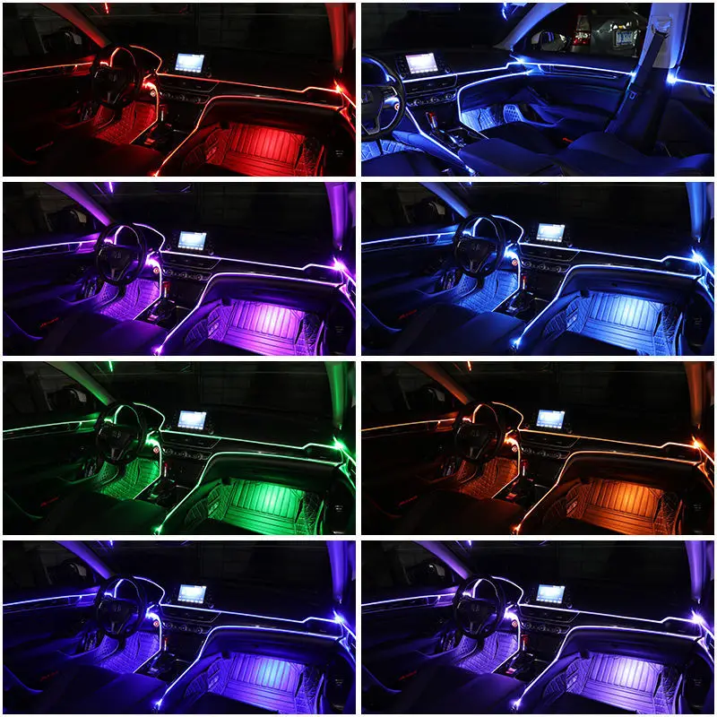 Car Neon Light USB LED Interior Atmosphere Lights RGB Ambient Light Optic  Fiber APP Music Auto Decorative EL Flexible Strip - AliExpress