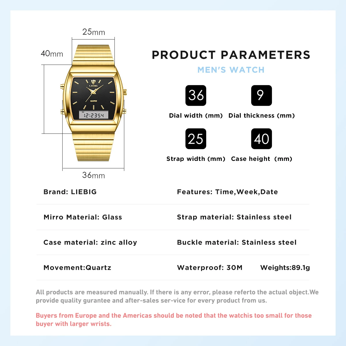 LIEBIG Watch For Men New Fashion Casual Digital Quartz Dual