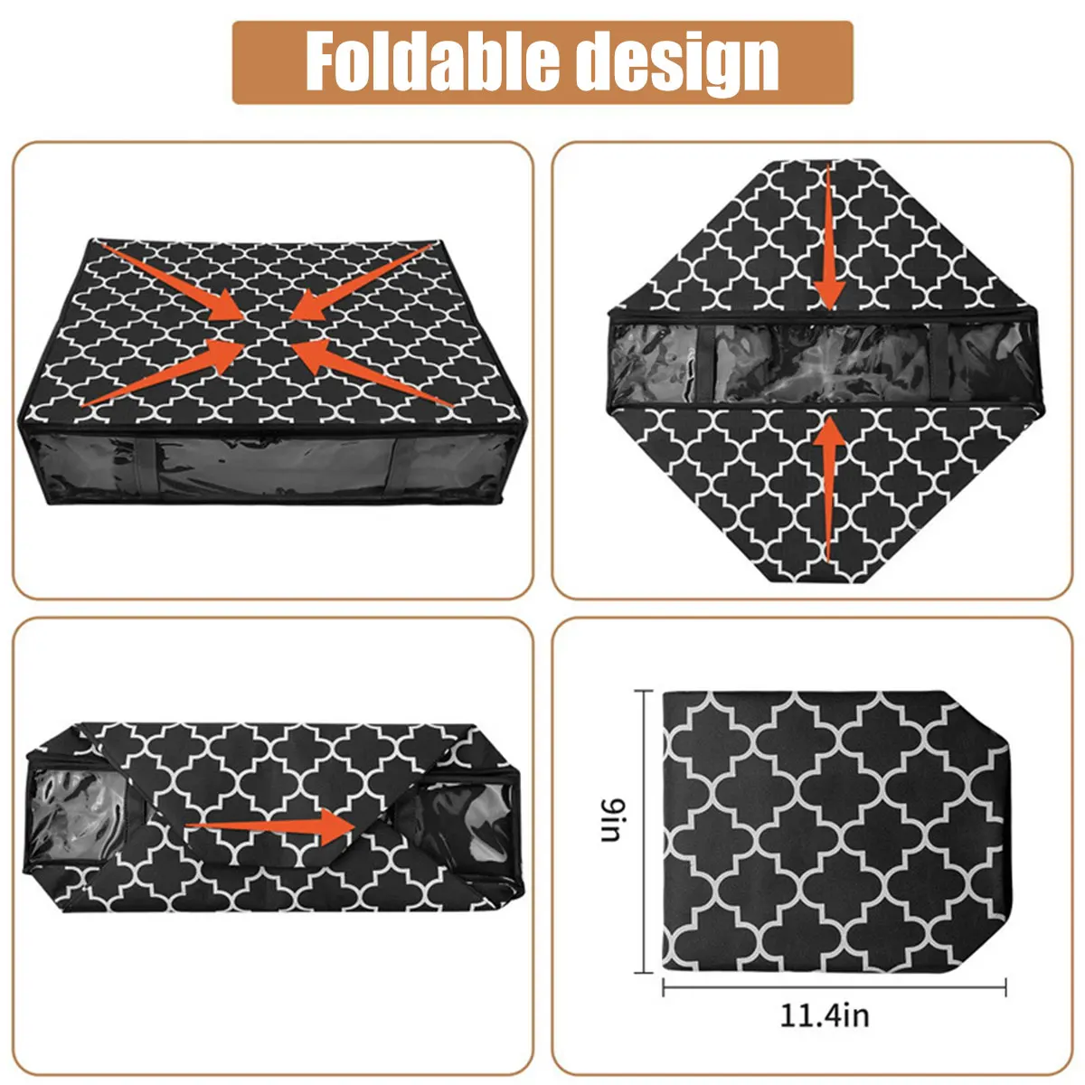 2Pcs Under Bed Storage Bags 40L Underbed Storage Containers with Reinforced Handles Zipper Non-Woven Storage Bins Foldable Stora 4