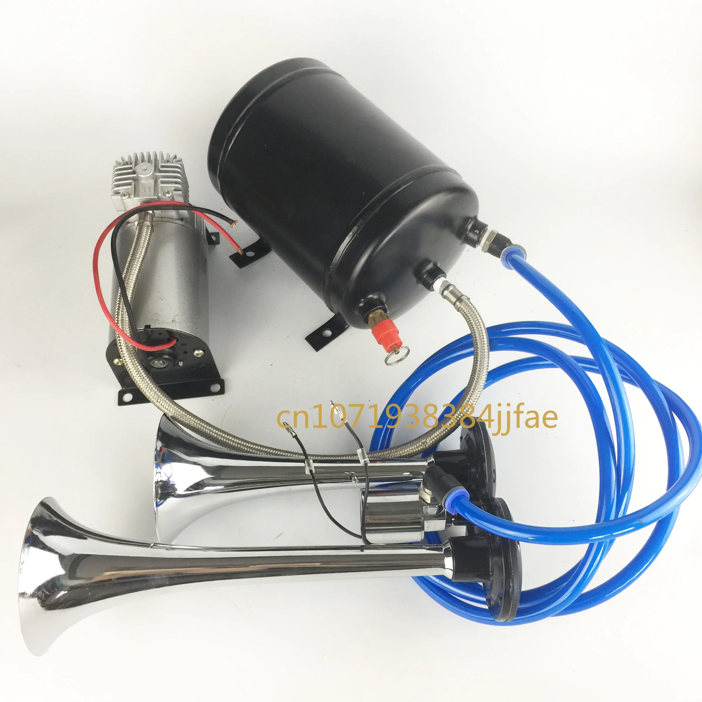 Bocina De Aire, Bocina De Aire De Doble Trombeta De Zinc Cromado Con Compresor Para Cualquier Vehiculo De 12V, Camiones,