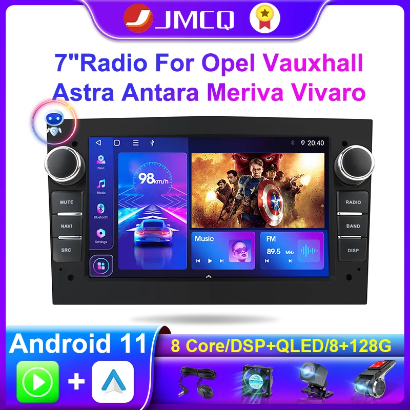 

JMCQ Car Radio Android 11 For Opel Vauxhall Astra Antara Meriva Vivaro Combo Signum Vectra Corsa 2Din Multimedia Video Player