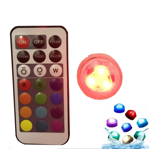 원격 제어 RGB 잠수정 조명, IP68 배터리 작동, 수중 야간 램프, 꽃병 그릇, 수영장, 야외 정원 파티, 21 키 4