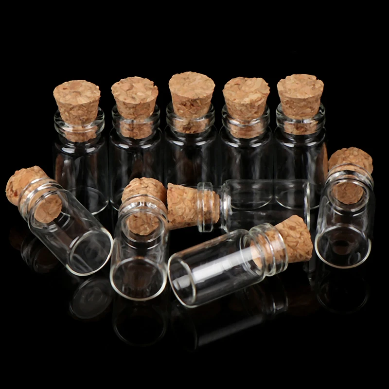 Mini bottiglie di vetro con tappo 10ml ( confezione da 4