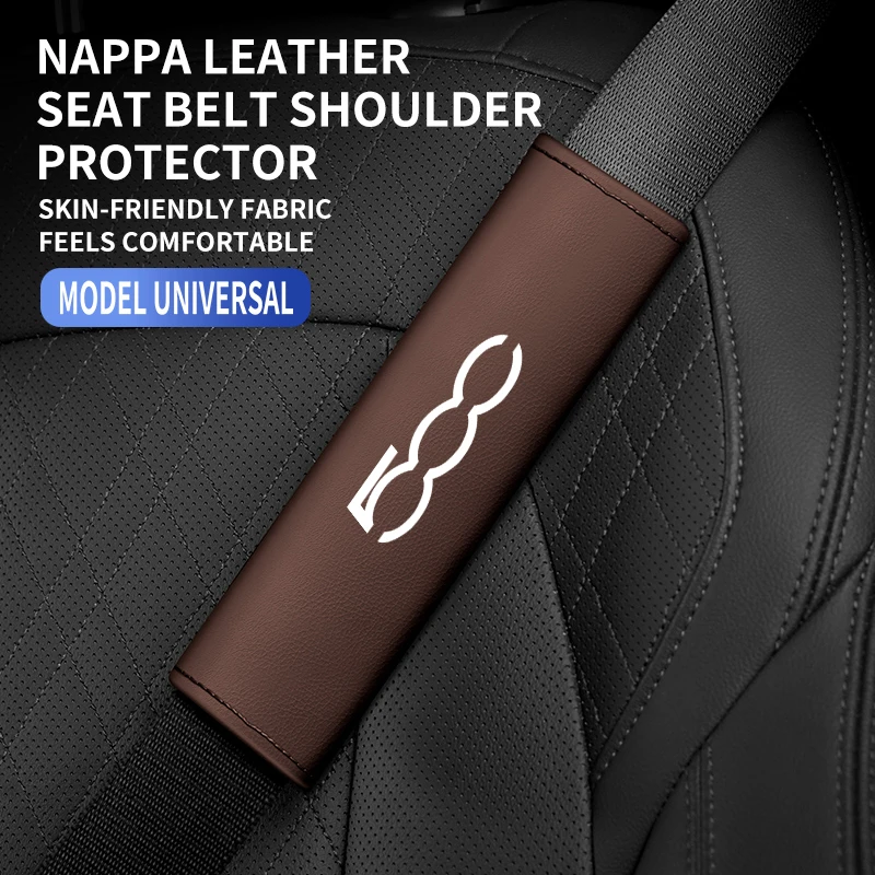 1PC Leather Car Seat Belt Shoulder Protector Cover Safety Belt Padding Pad For Fiat 500 500C 500X 500L Car Accessories seat belt protector safety belt shoulder guard