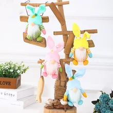 Easter Decor Faceless Gnome Rabbit Doll Elf Dwarf Plush Bunny Hanging Ornaments Easter Party Spring Home Decorations Kids Gifts