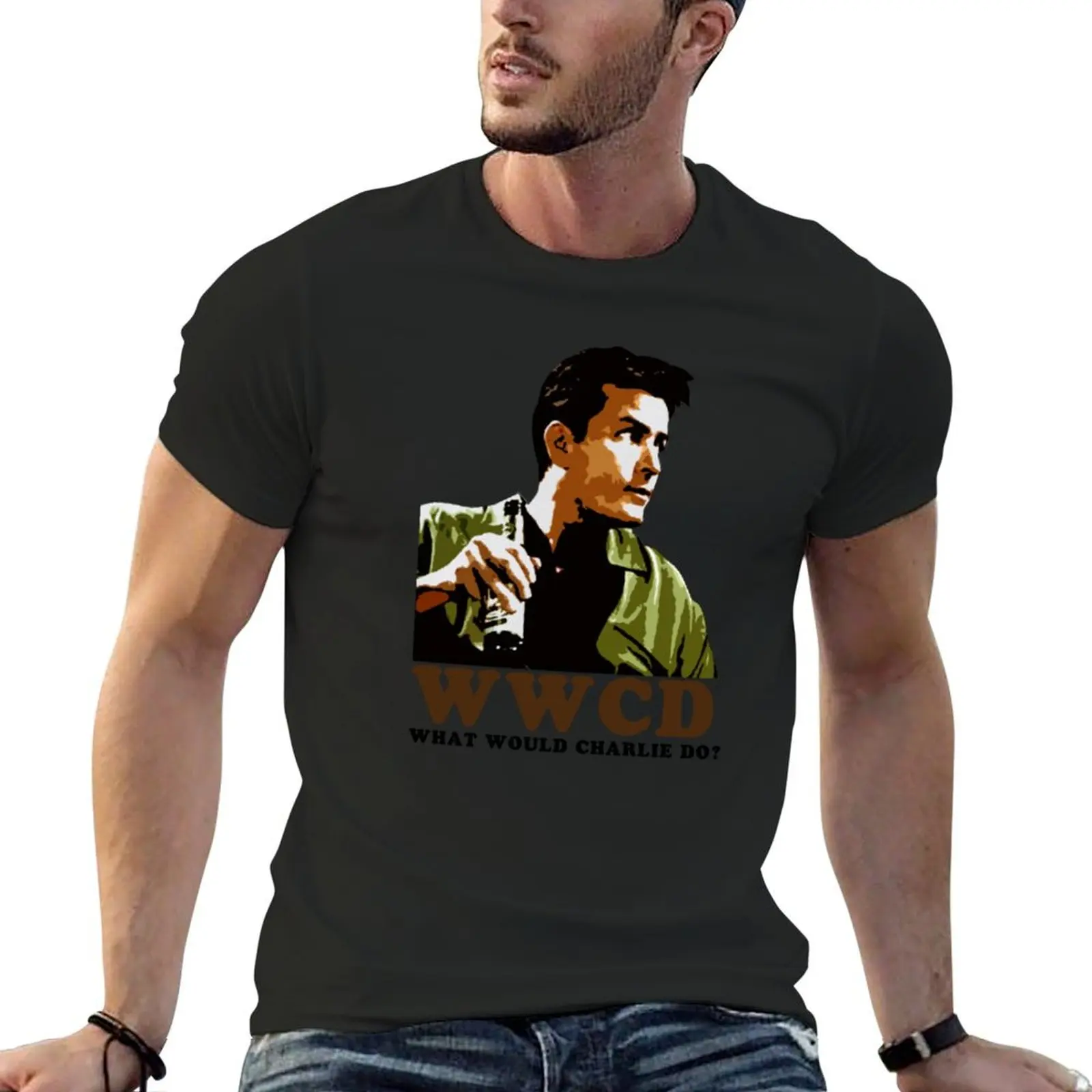 

Wwcd Charlie Two And A Half Men T-Shirt plain cotton graphic tees funnys cheap stuff mens champion t shirts