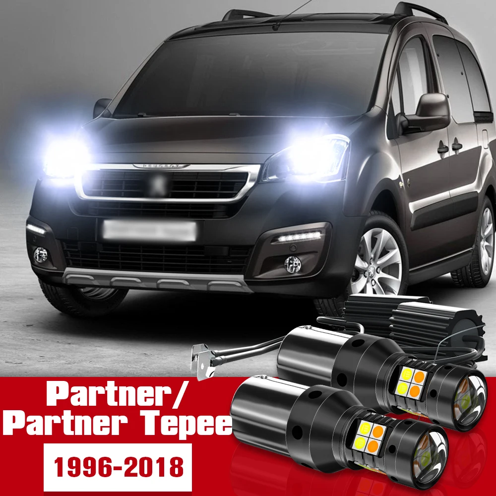 

2pcs Dual Mode Turn Signal+Daytime Running Light Accessories LED DRL For Peugeot Partner Tepee 1996-2018 2008 2009 2010 2011 201